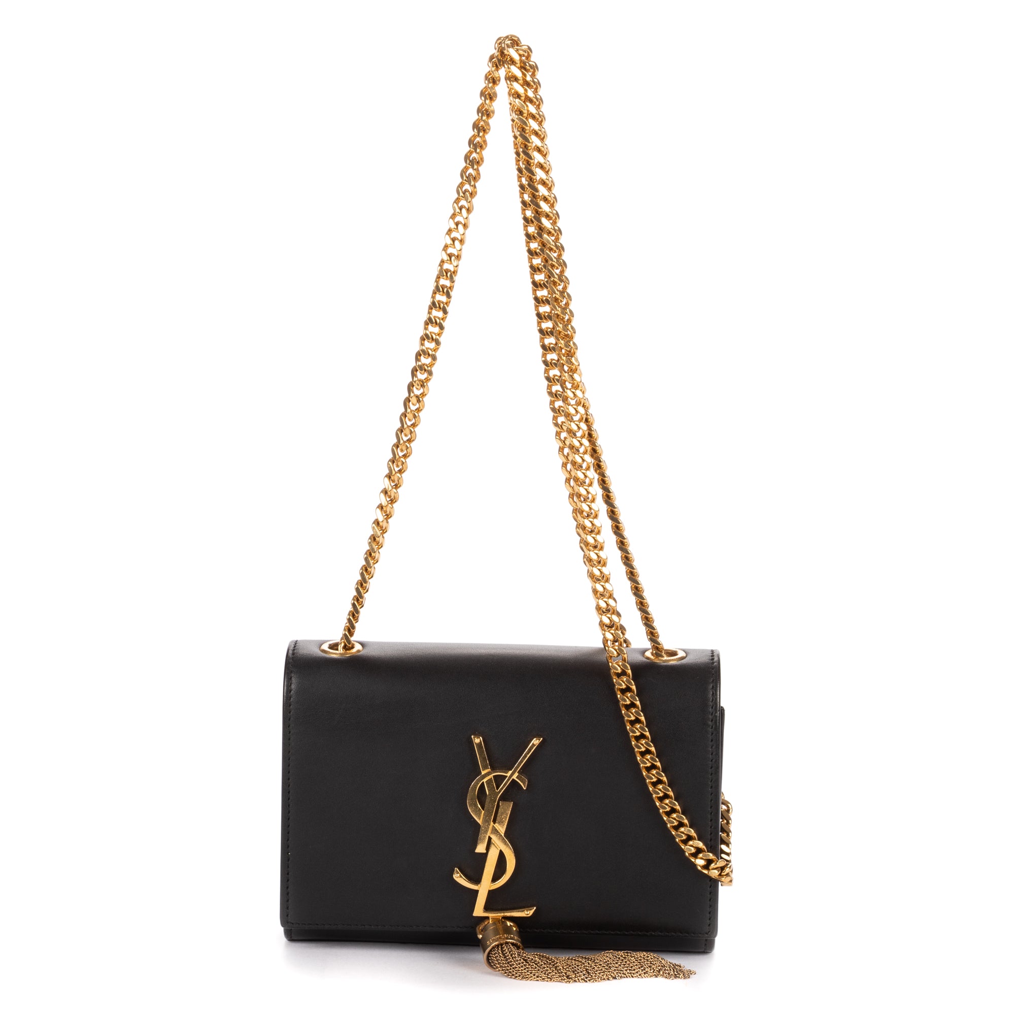 Shoulder Bag Kate Tassel Crossbody Black Smooth Calfskin Leather