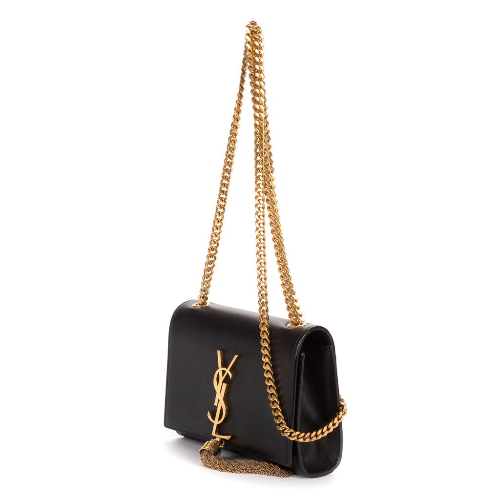 Shoulder Bag Kate Tassel Crossbody Black Smooth Calfskin Leather
