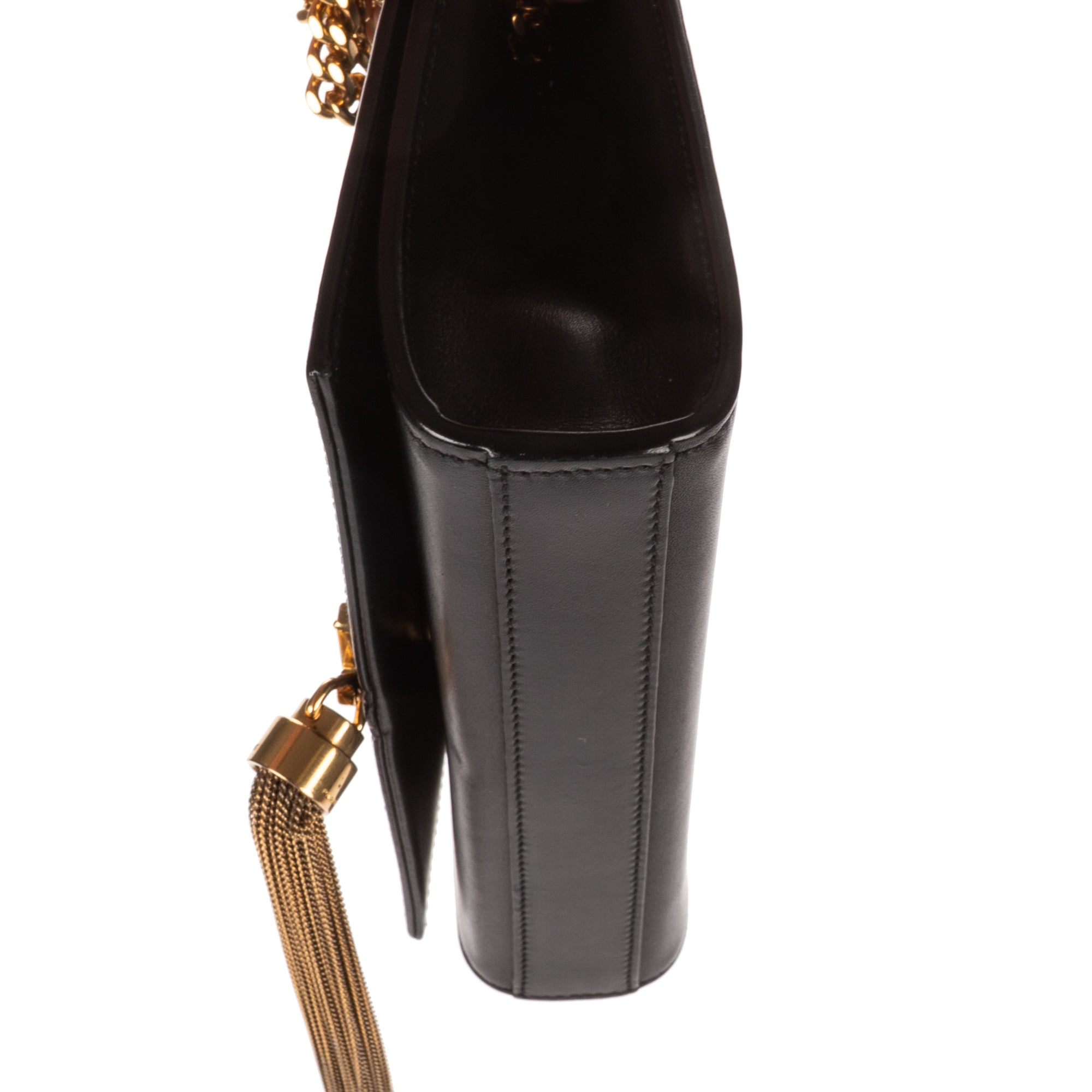 Shoulder Bag Kate Tassel Crossbody Black Smooth Calfskin Leather