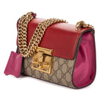 Shoulder Bag Small Padlock Chain Crossbody Small Red Monogrammed Canvas