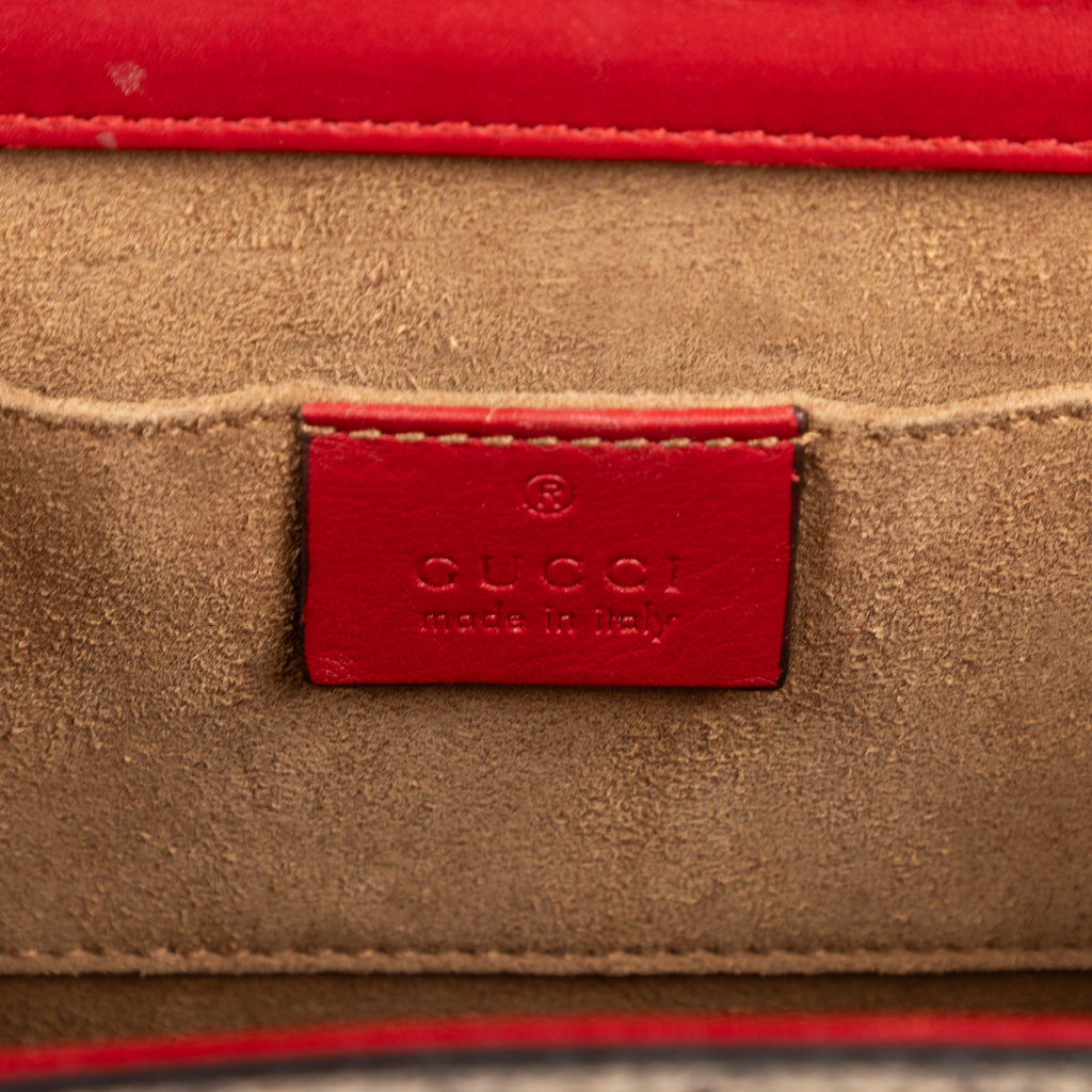 Shoulder Bag Small Padlock Chain Crossbody Small Red Monogrammed Canvas