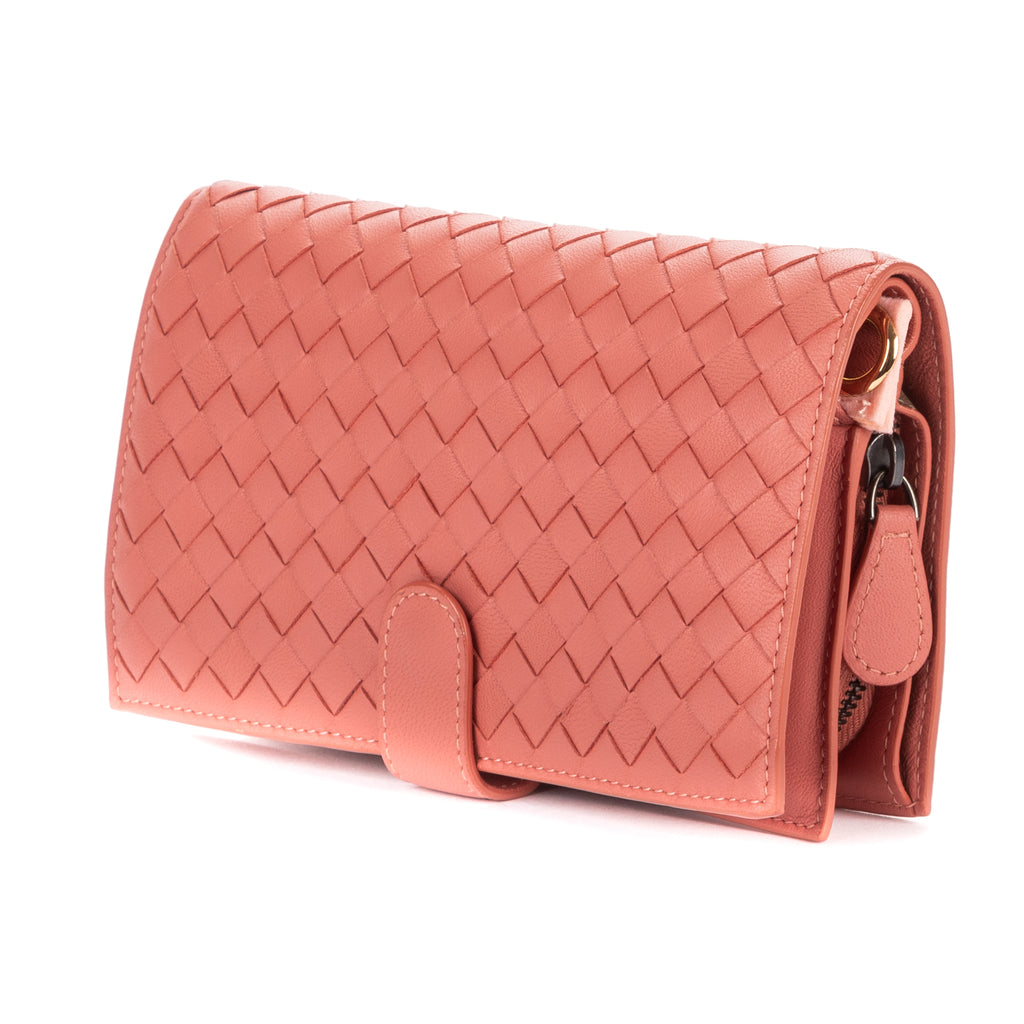 Wallet Continental Wallet Blush Pink Intrecciato Calfskin Leather