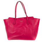 Shoulder Bag Swing Shopper Tote Fuchsia Pink Grained Calfskin Leather