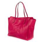 Shoulder Bag Swing Shopper Tote Fuchsia Pink Grained Calfskin Leather