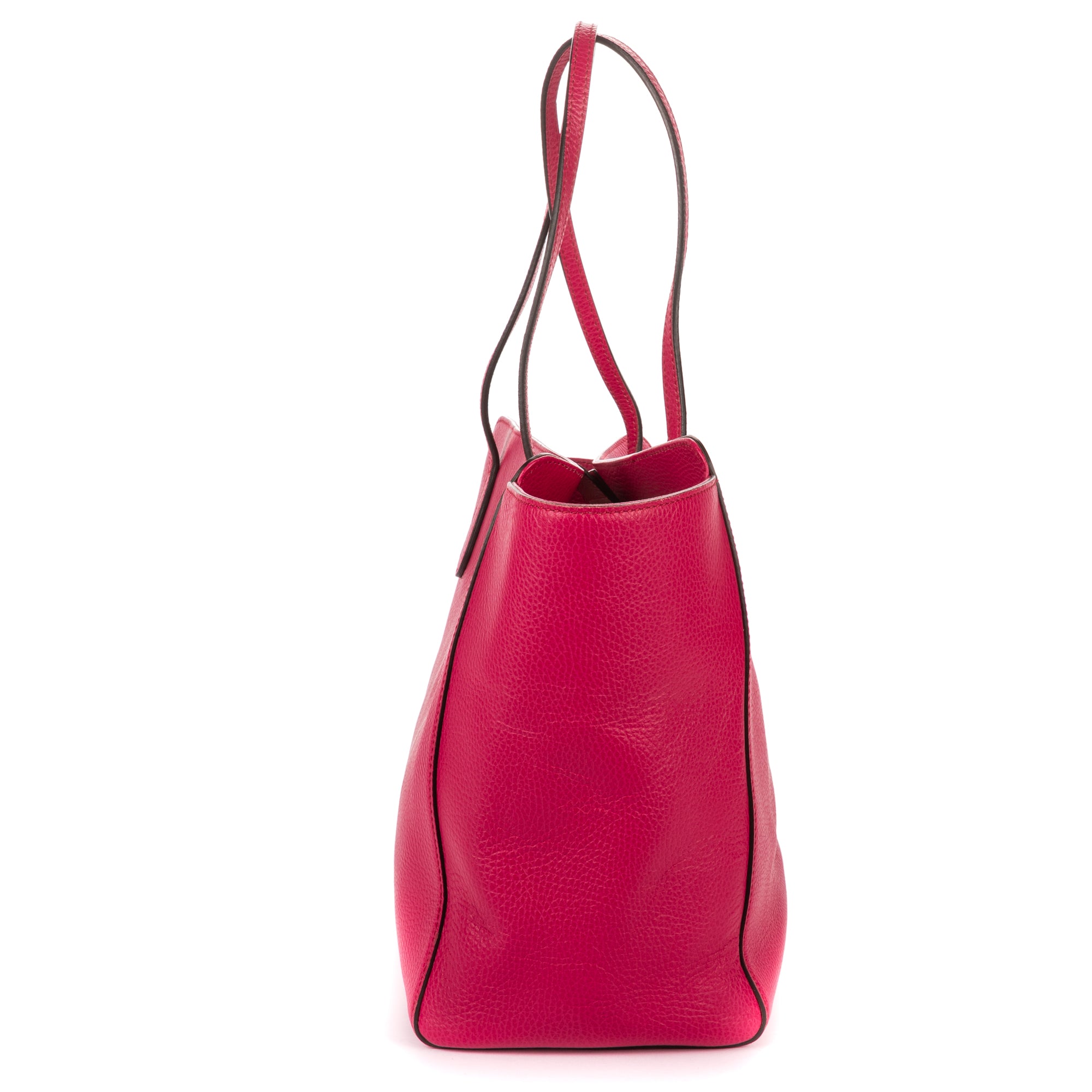 Shoulder Bag Swing Shopper Tote Fuchsia Pink Grained Calfskin Leather