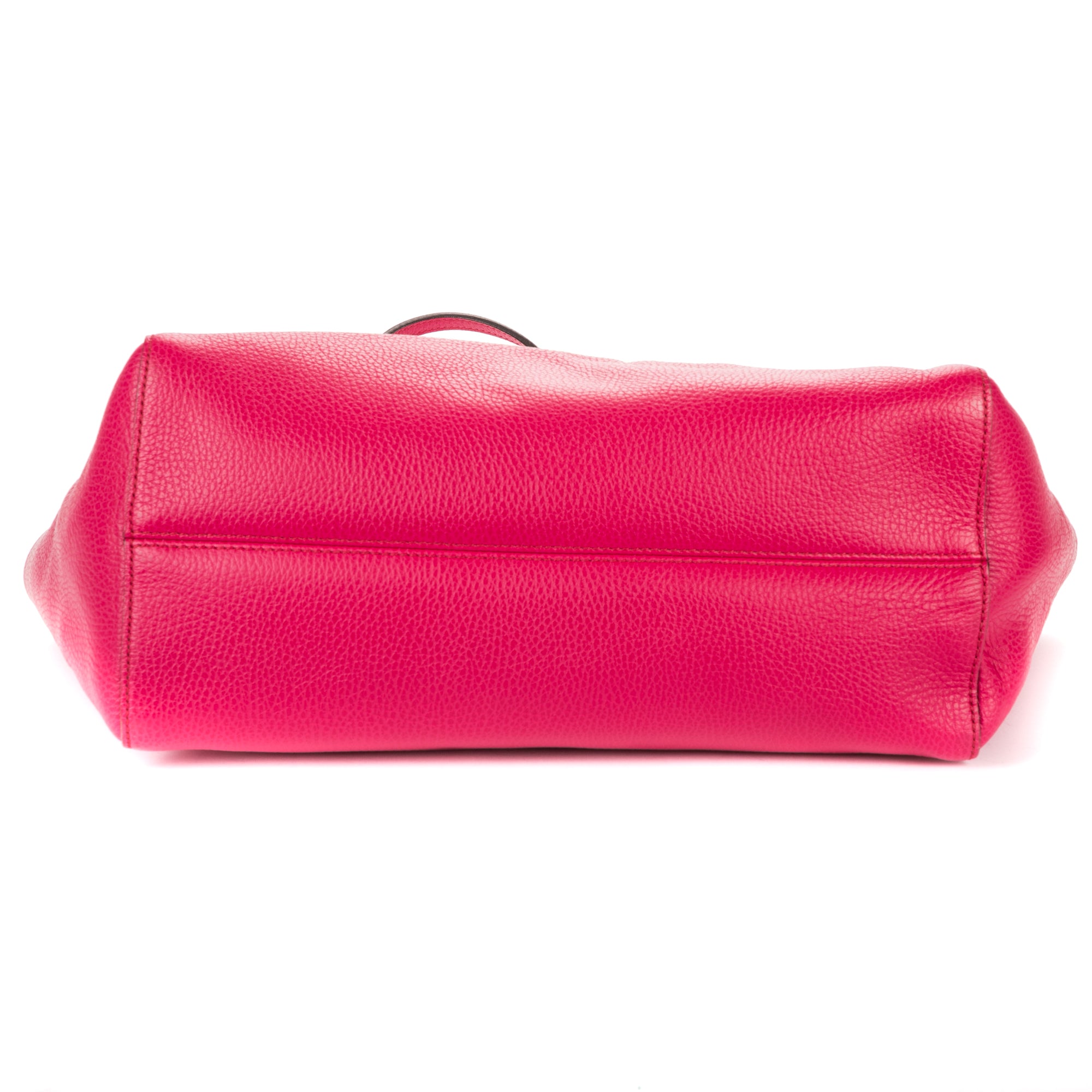 Shoulder Bag Swing Shopper Tote Fuchsia Pink Grained Calfskin Leather