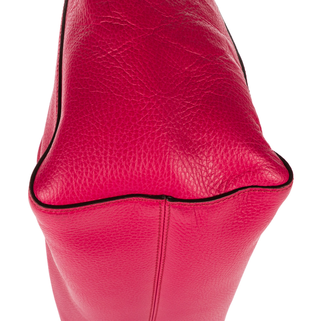 Shoulder Bag Swing Shopper Tote Fuchsia Pink Grained Calfskin Leather