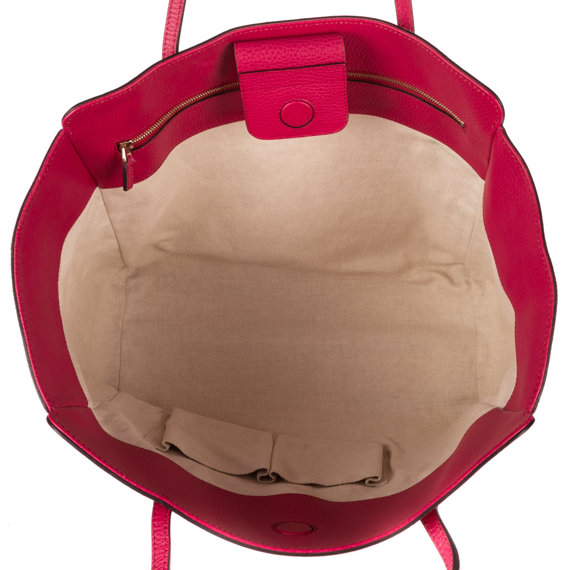 Shoulder Bag Swing Shopper Tote Fuchsia Pink Grained Calfskin Leather