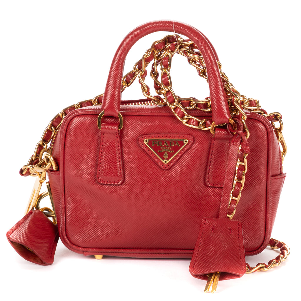 Shoulder Bag Mini Top Handle Crossbody Mini Red Saffiano Lux Leather