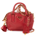 Shoulder Bag Mini Top Handle Crossbody Mini Red Saffiano Lux Leather