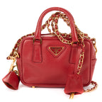 Shoulder Bag Mini Top Handle Crossbody Mini Red Saffiano Lux Leather