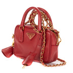 Shoulder Bag Mini Top Handle Crossbody Mini Red Saffiano Lux Leather