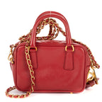 Shoulder Bag Mini Top Handle Crossbody Mini Red Saffiano Lux Leather
