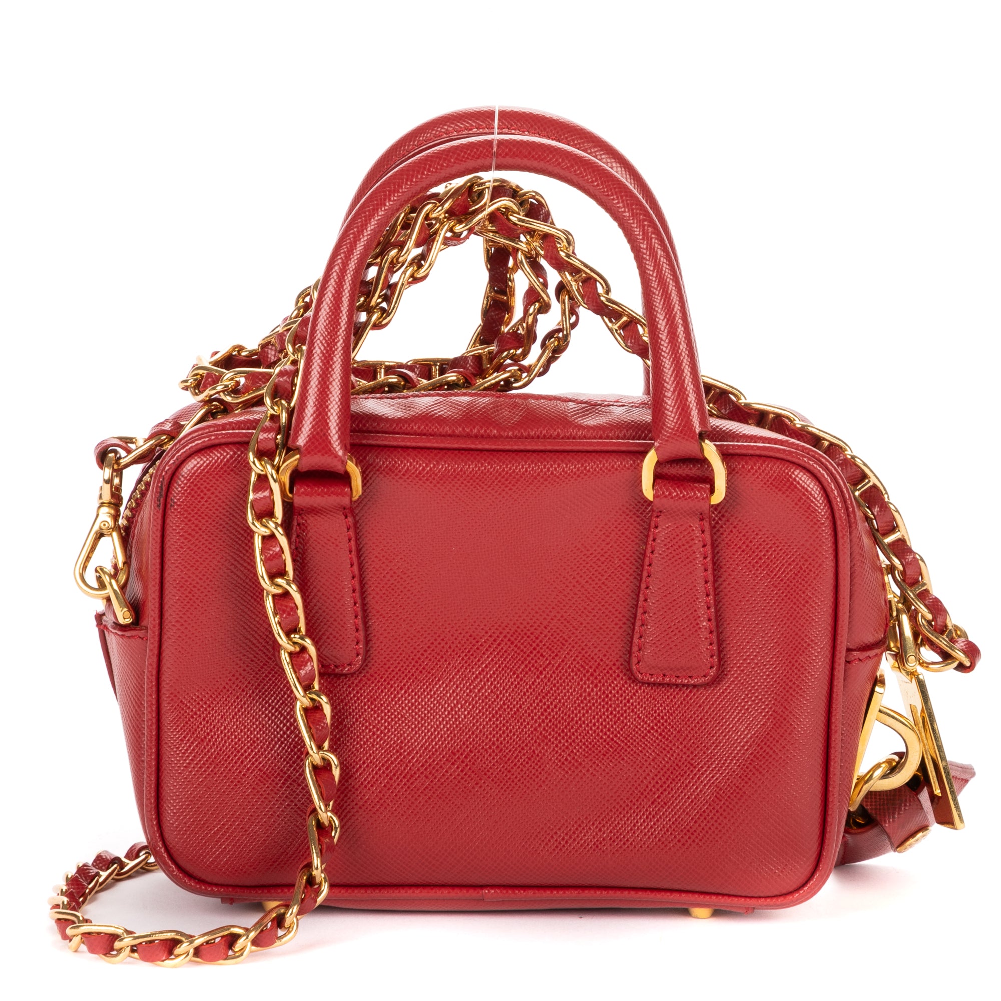 Shoulder Bag Mini Top Handle Crossbody Mini Red Saffiano Lux Leather