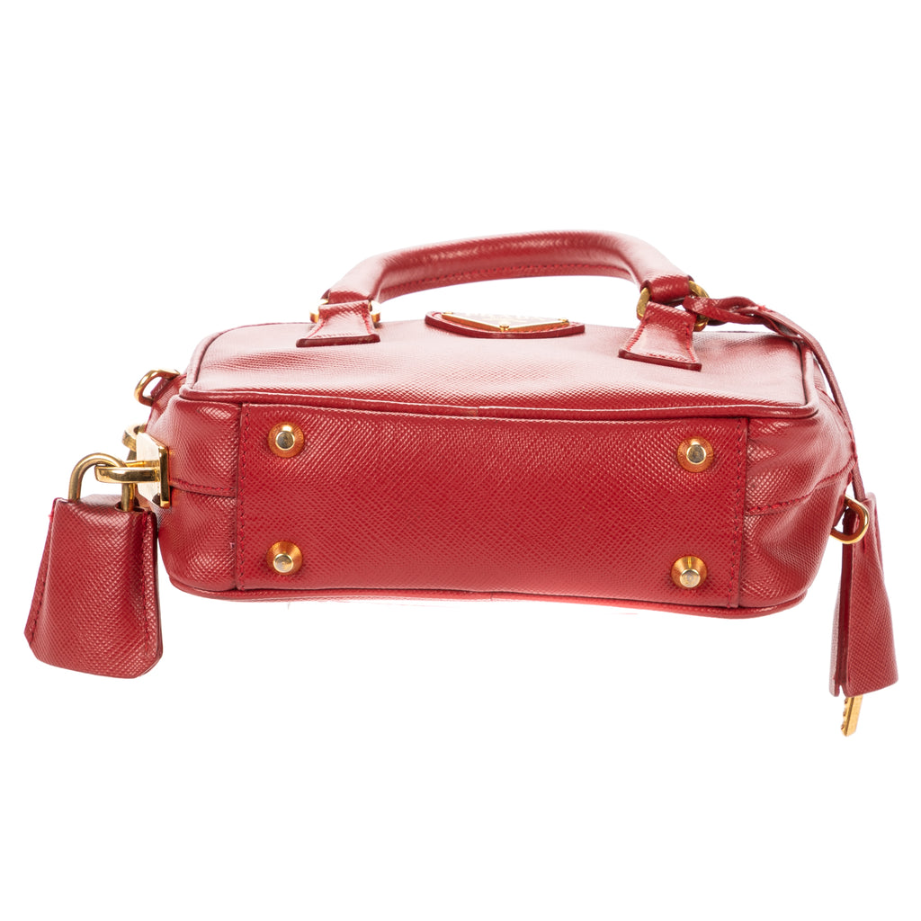 Shoulder Bag Mini Top Handle Crossbody Mini Red Saffiano Lux Leather