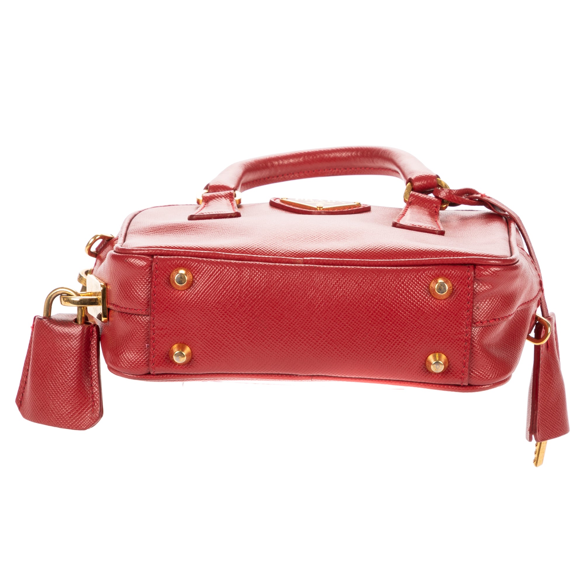 Shoulder Bag Mini Top Handle Crossbody Mini Red Saffiano Lux Leather