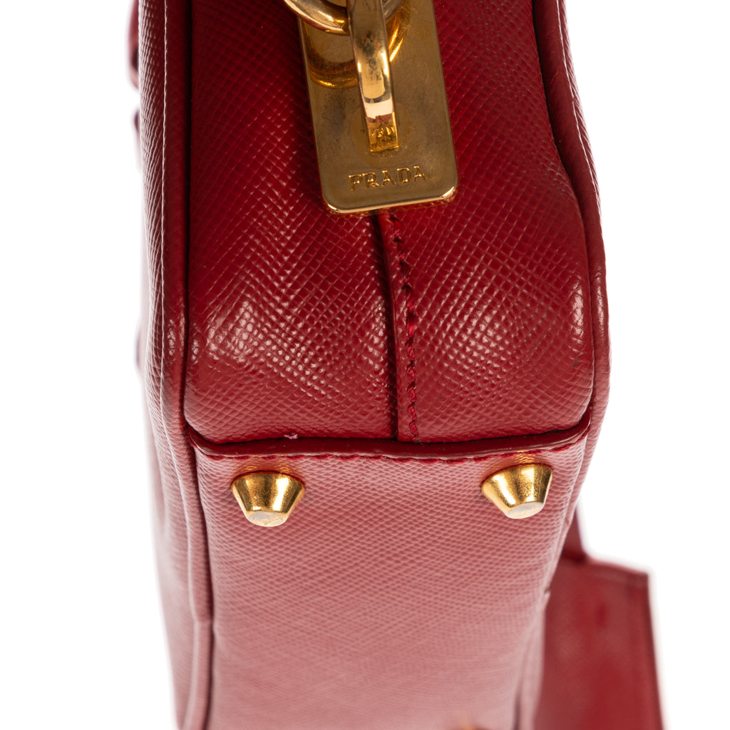 Shoulder Bag Mini Top Handle Crossbody Mini Red Saffiano Lux Leather
