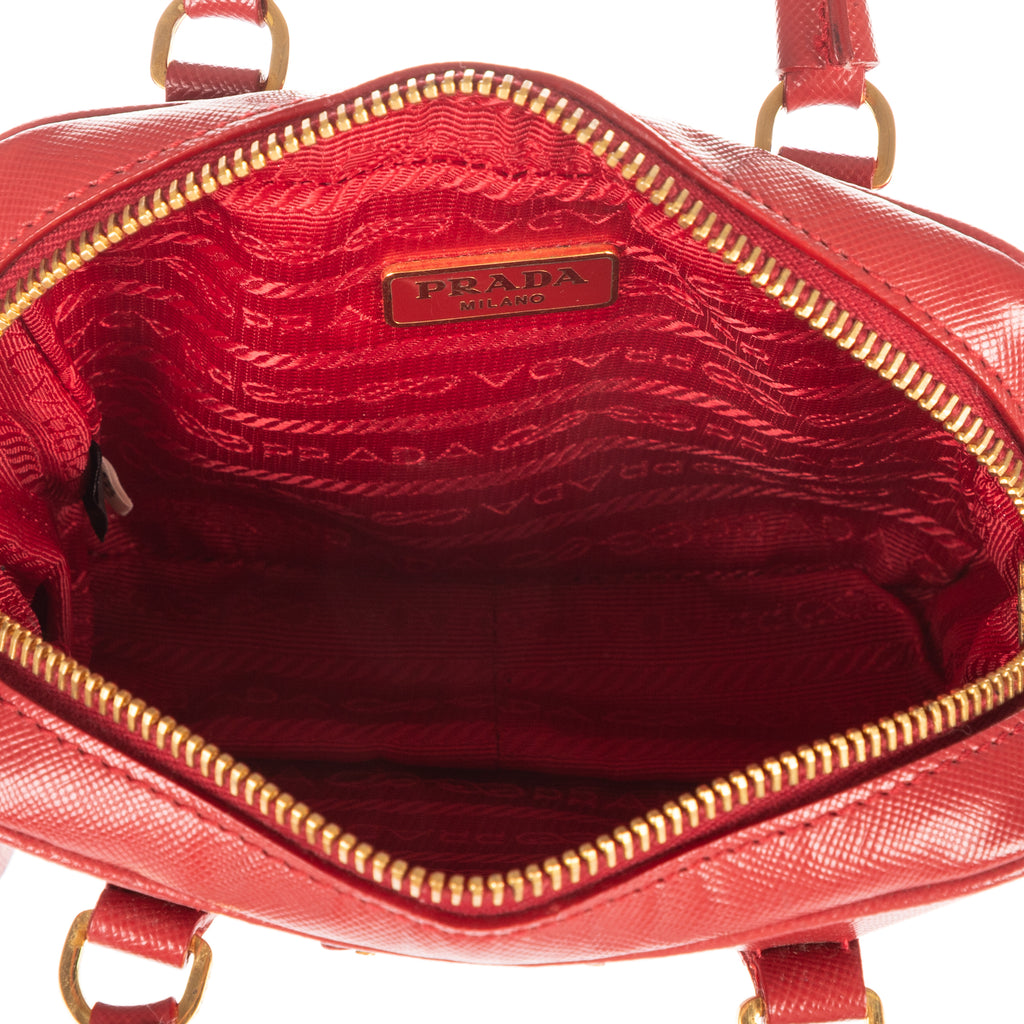 Shoulder Bag Mini Top Handle Crossbody Mini Red Saffiano Lux Leather