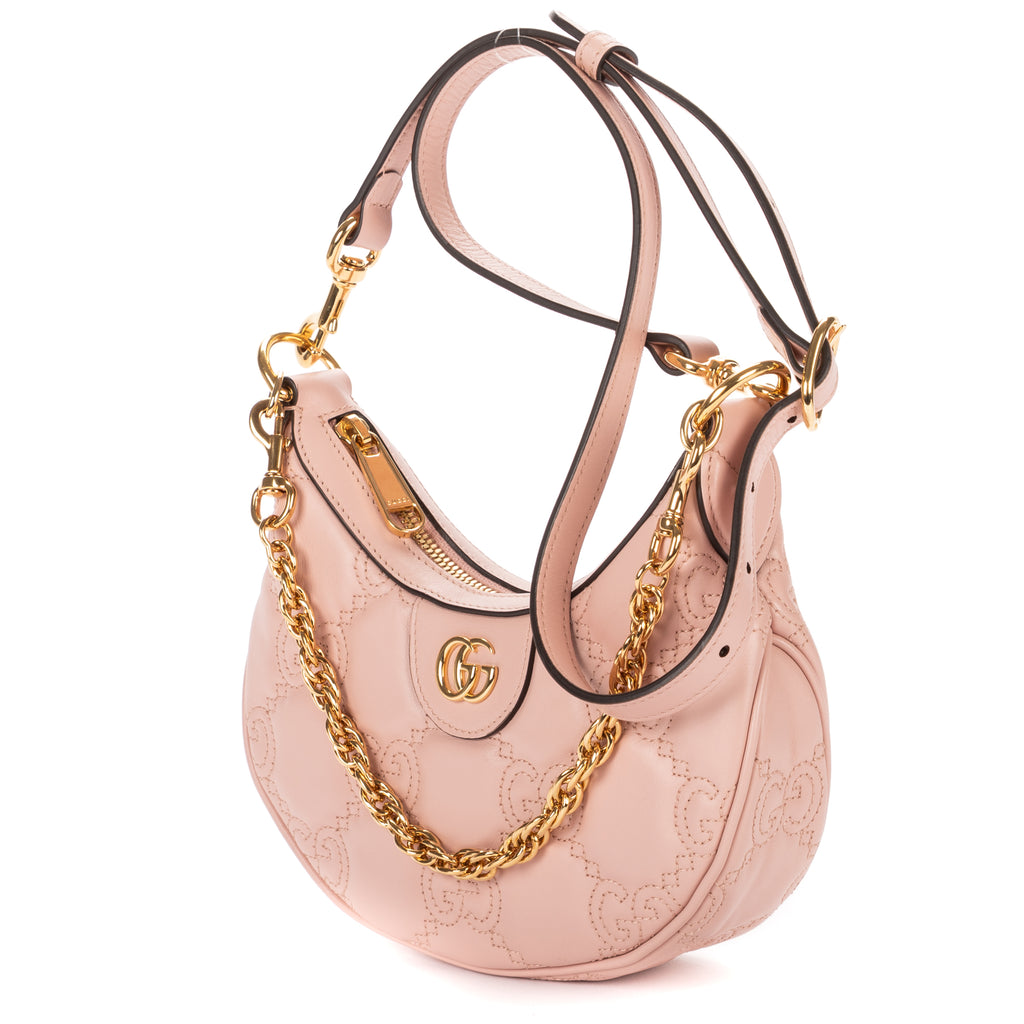Shoulder Bag Double G Crossbody Small Light Pink GG Matelasse Leather