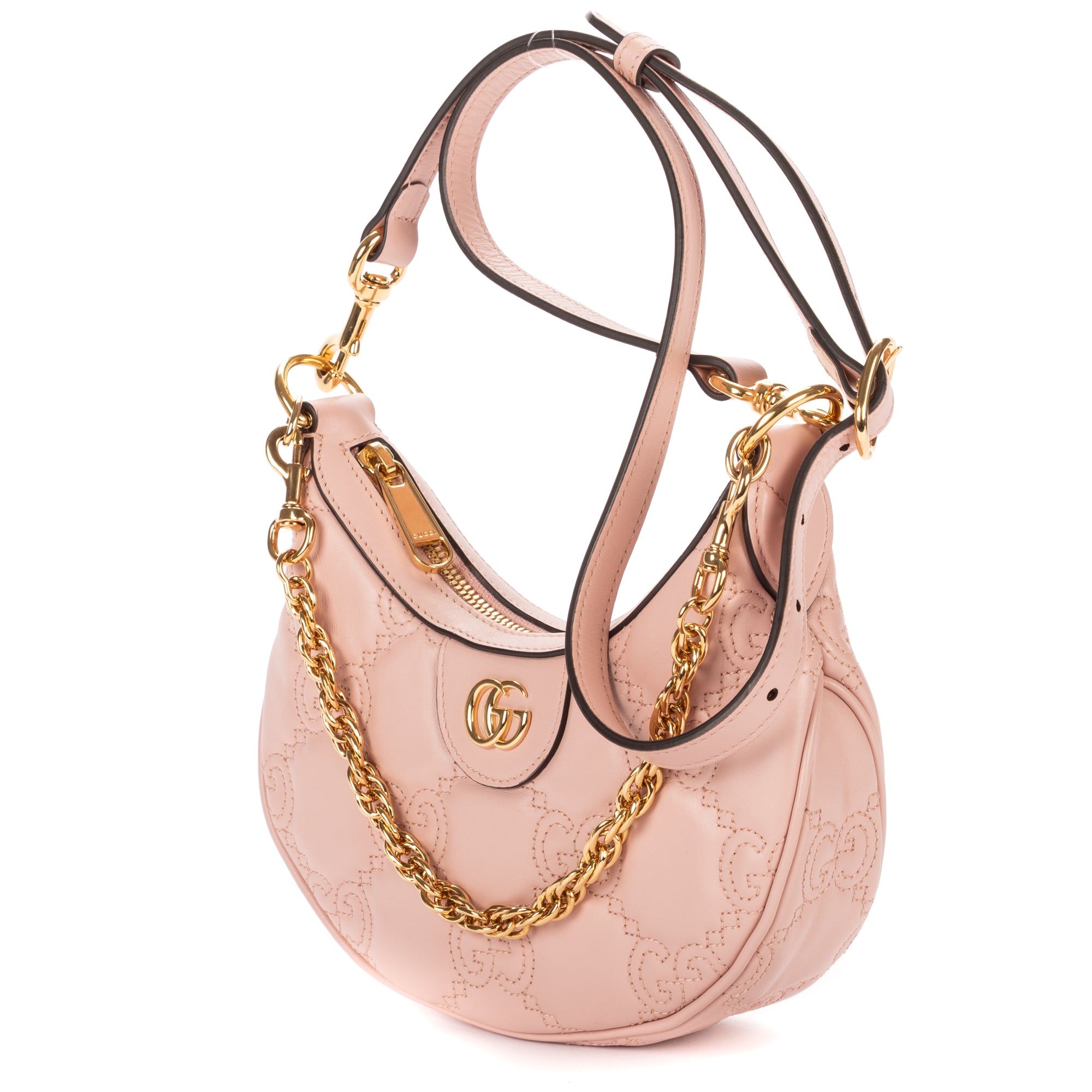Shoulder Bag Double G Crossbody Small Light Pink GG Matelasse Leather