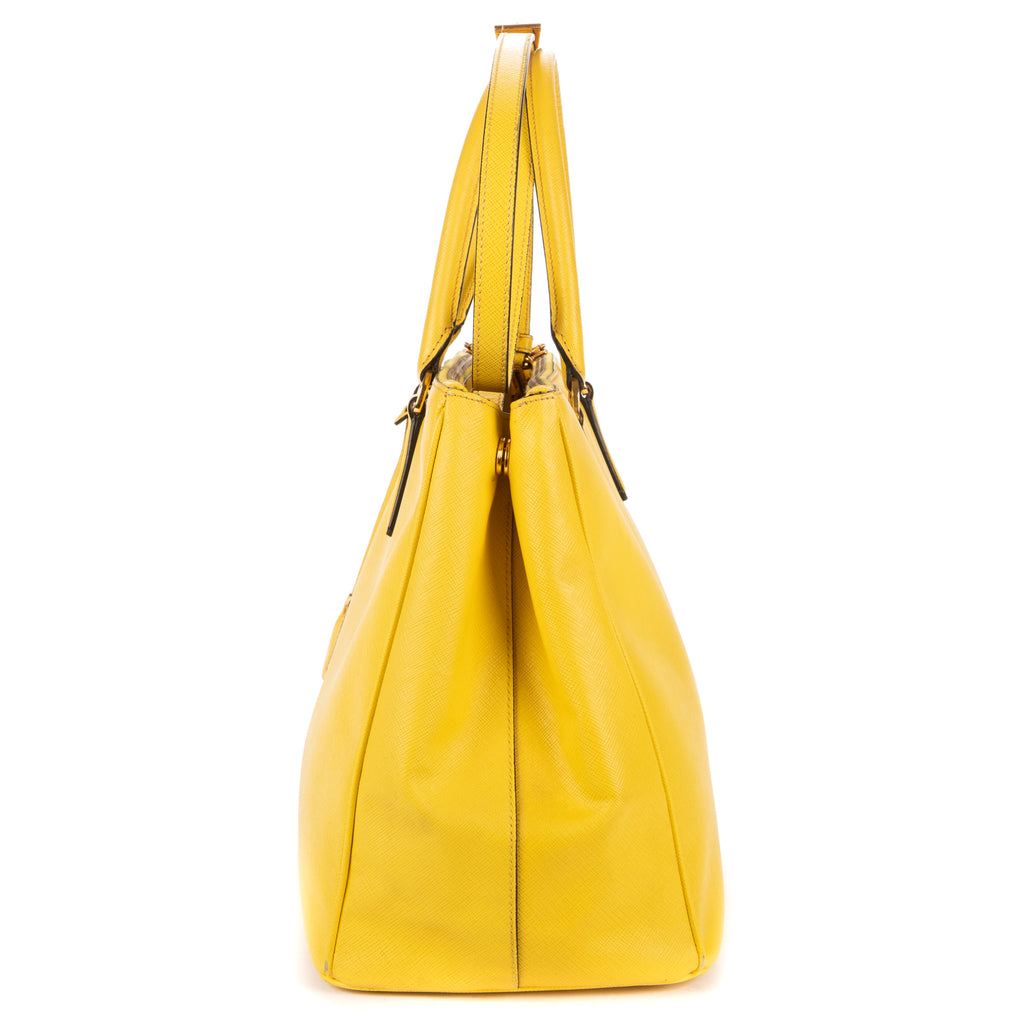 Shoulder Bag Large Galleria Double Zip Tote Large Yellow Saffiano Lux Leather