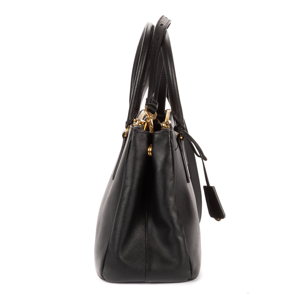 Shoulder Bag Small Galleria Double Zip Tote Small Black Saffiano Lux Leather