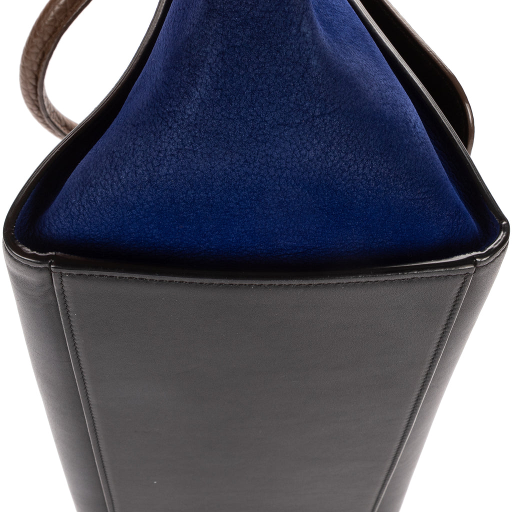 Shoulder Bag Small Tricolor Trapeze Small Brown Textured Leather