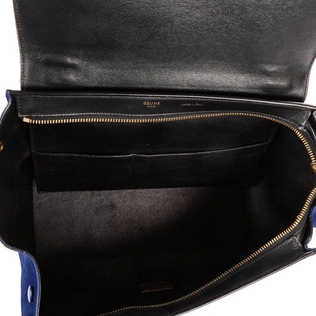 Shoulder Bag Small Tricolor Trapeze Small Brown Textured Leather