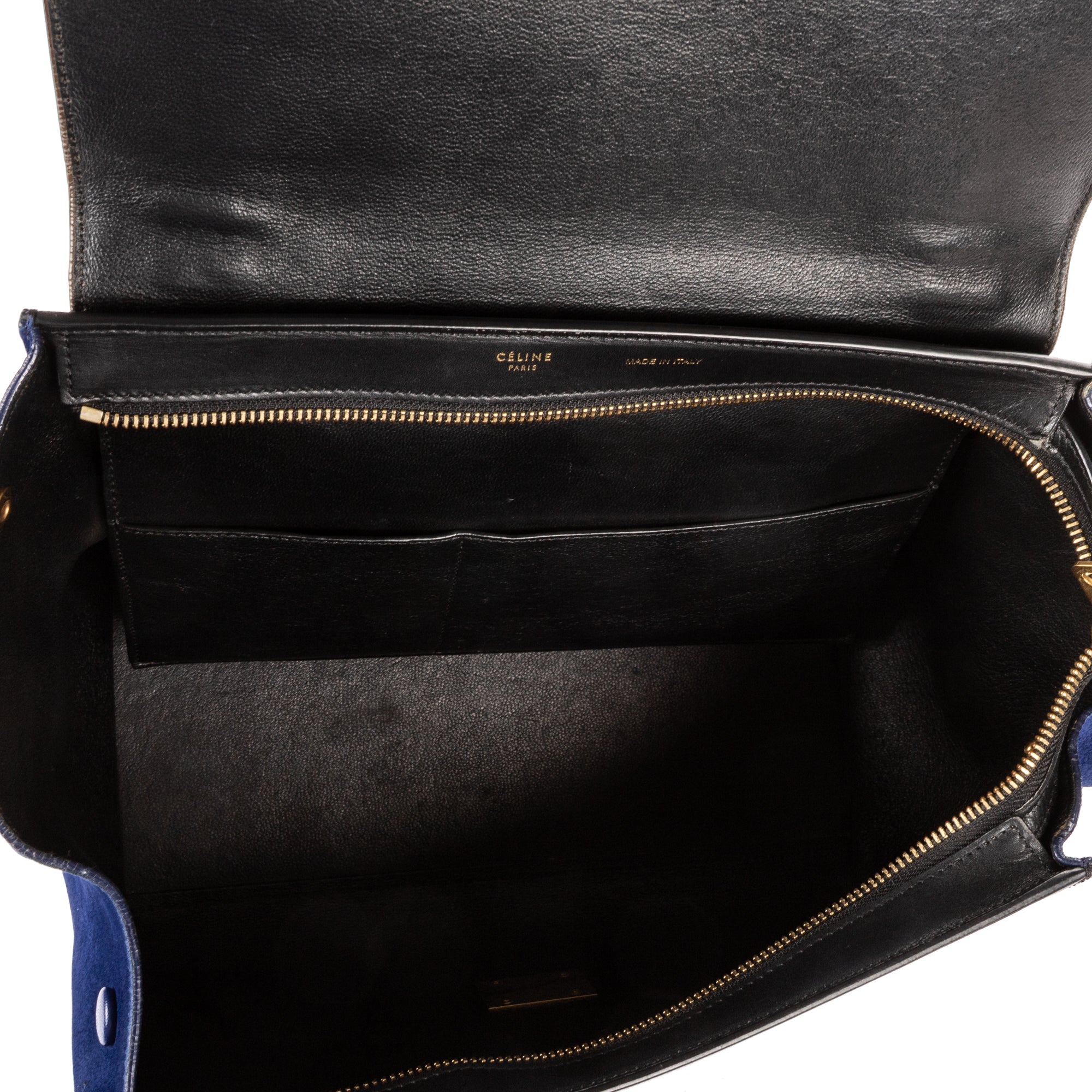 Shoulder Bag Small Tricolor Trapeze Small Brown Textured Leather