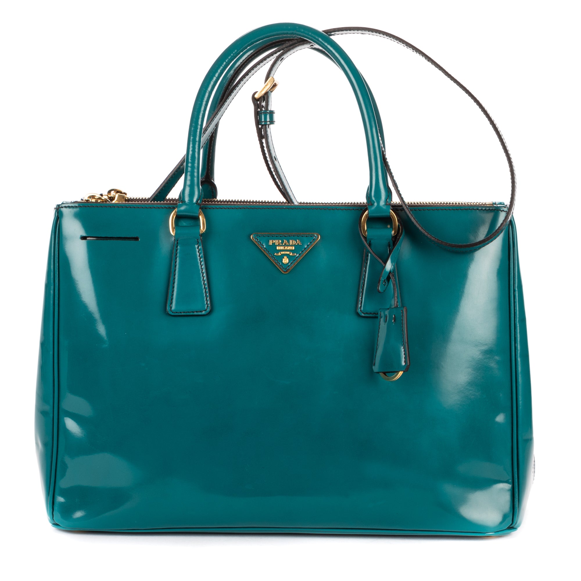 Shoulder Bag Medium Galleria Double Zip Tote Medium Turquoise Saffiano Vernice Leather
