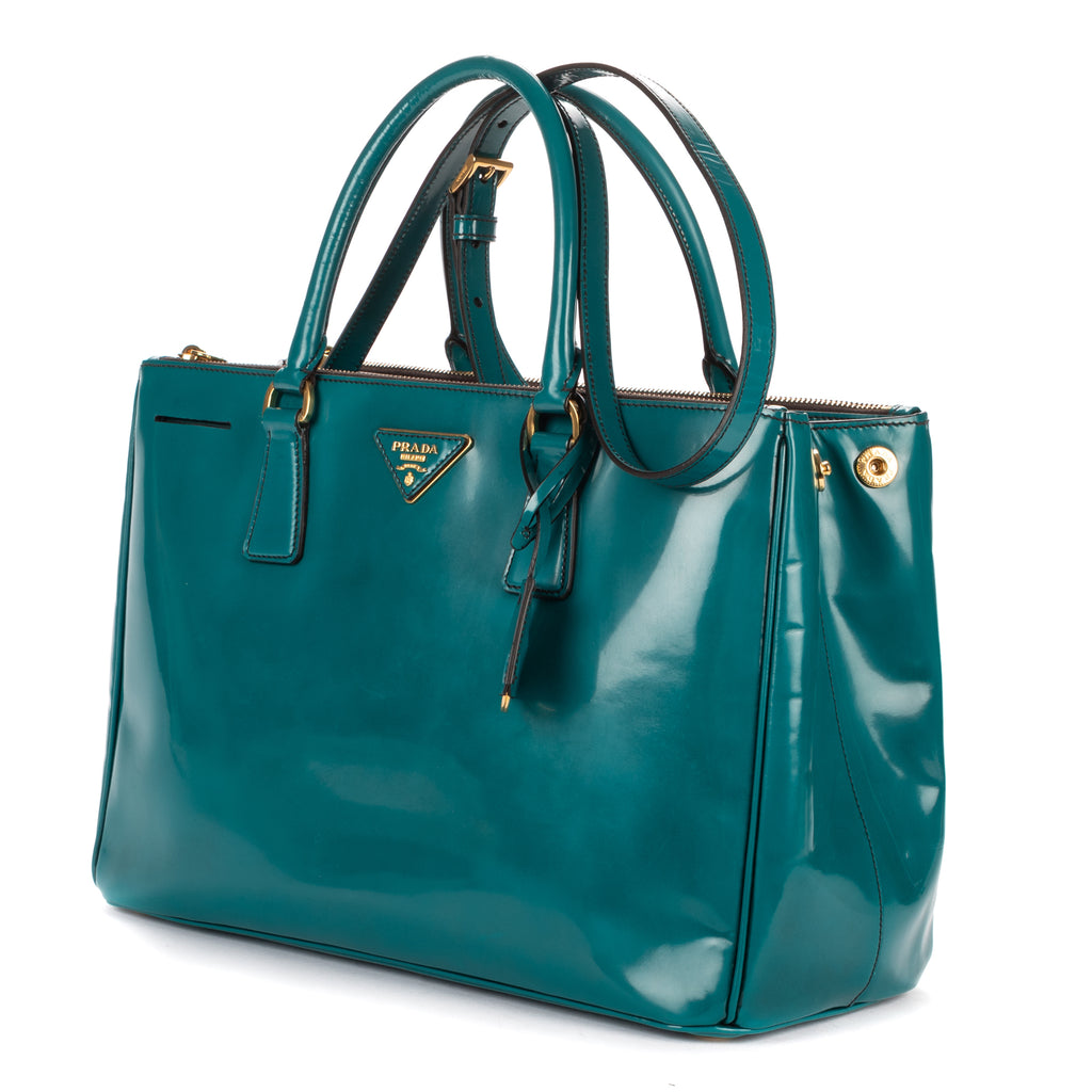 Shoulder Bag Medium Galleria Double Zip Tote Medium Turquoise Saffiano Vernice Leather