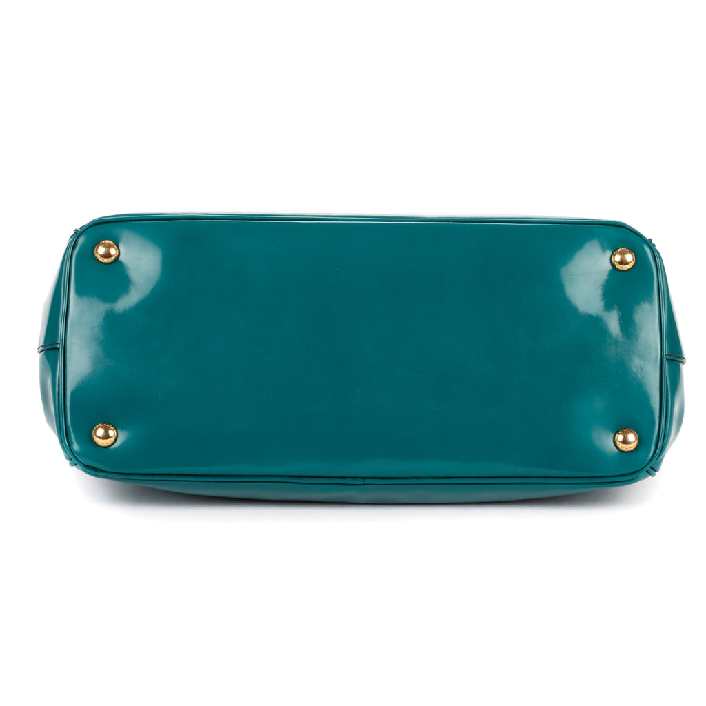 Shoulder Bag Medium Galleria Double Zip Tote Medium Turquoise Saffiano Vernice Leather
