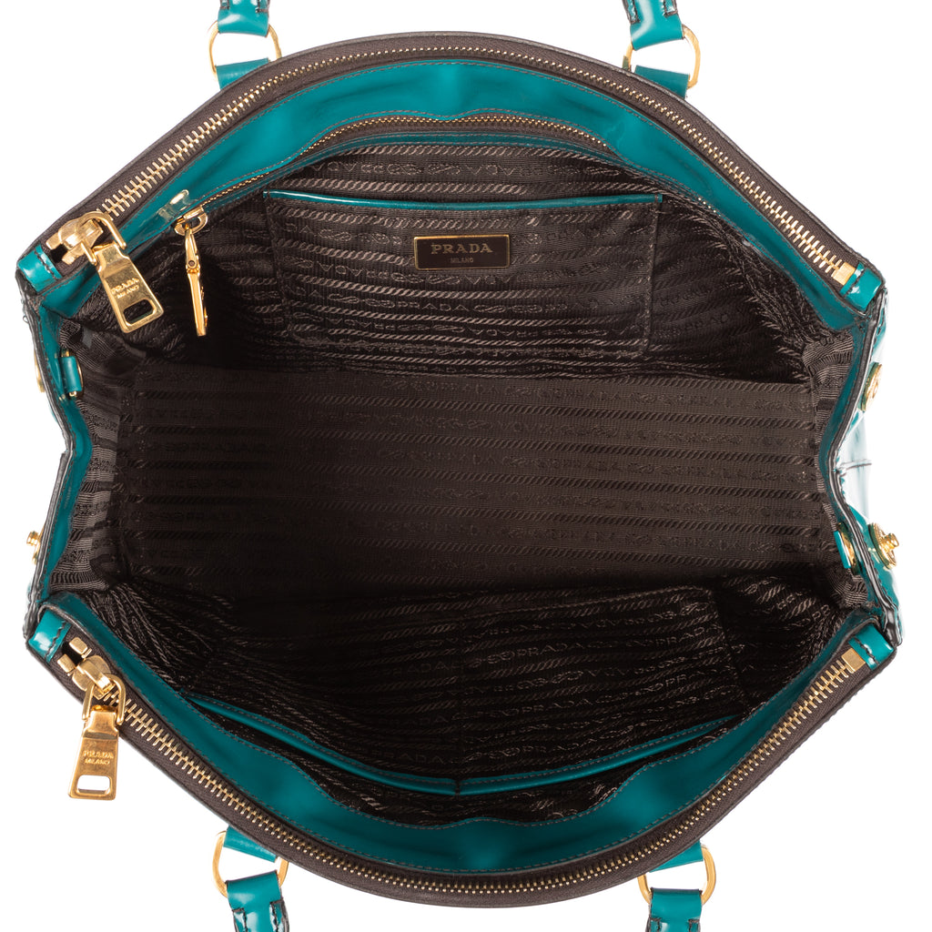 Shoulder Bag Medium Galleria Double Zip Tote Medium Turquoise Saffiano Vernice Leather
