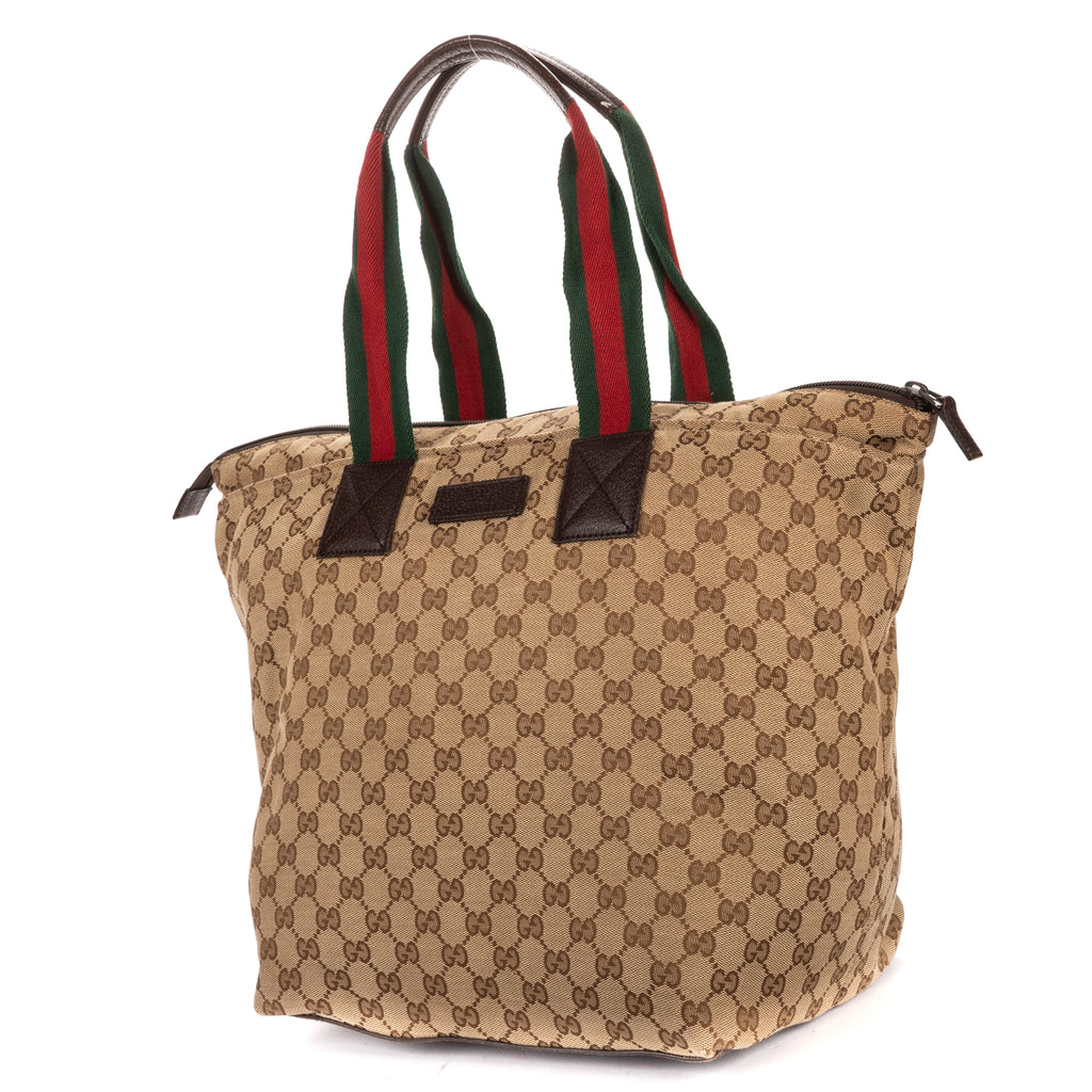 Handbag Tote Bag Beige Monogrammed Canvas