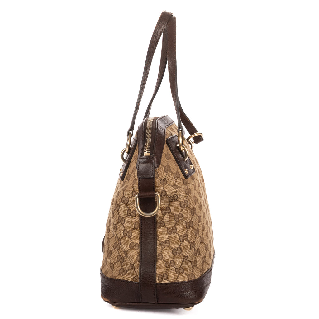 Shoulder Bag Charm Dome Tote Beige Monogrammed Canvas