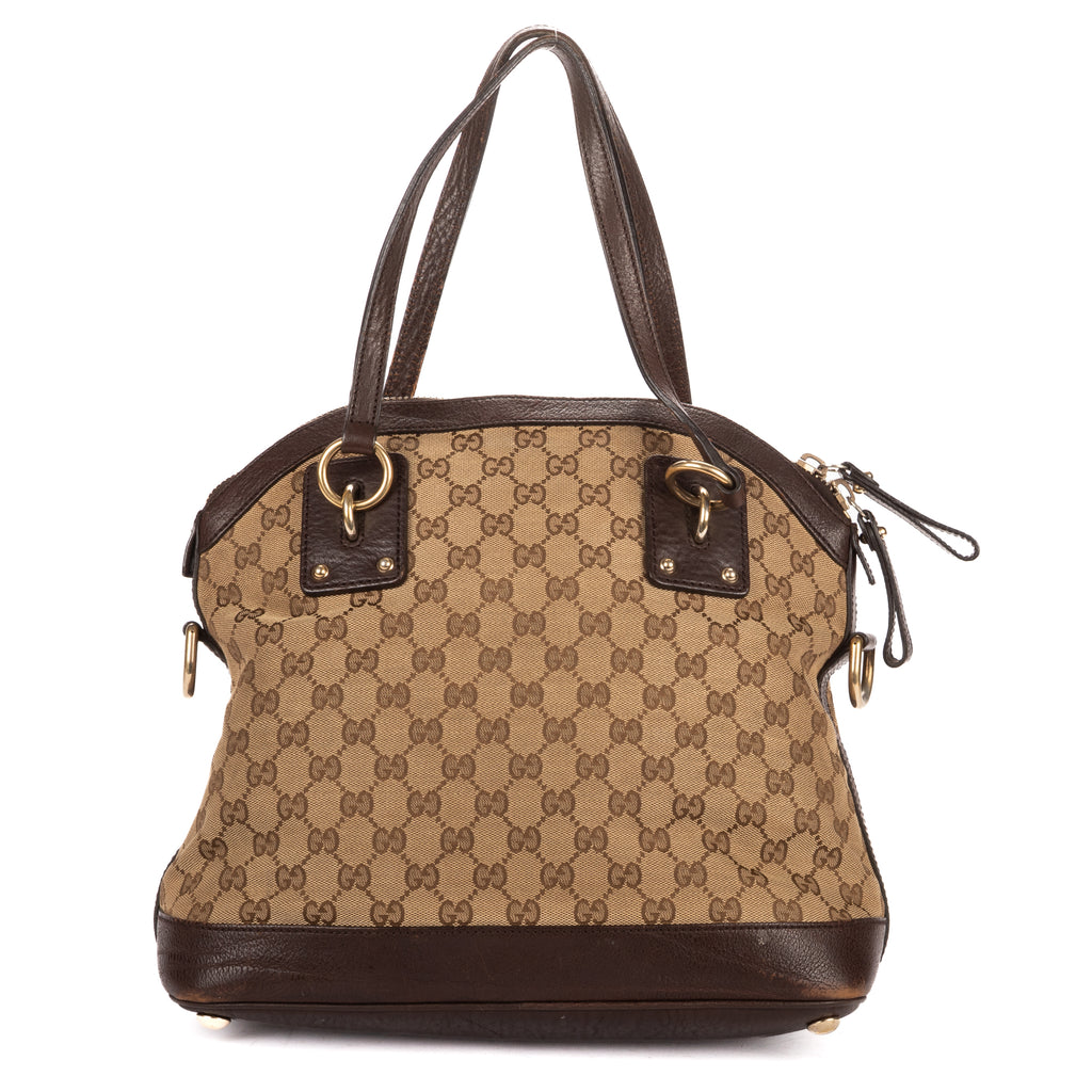 Shoulder Bag Charm Dome Tote Beige Monogrammed Canvas