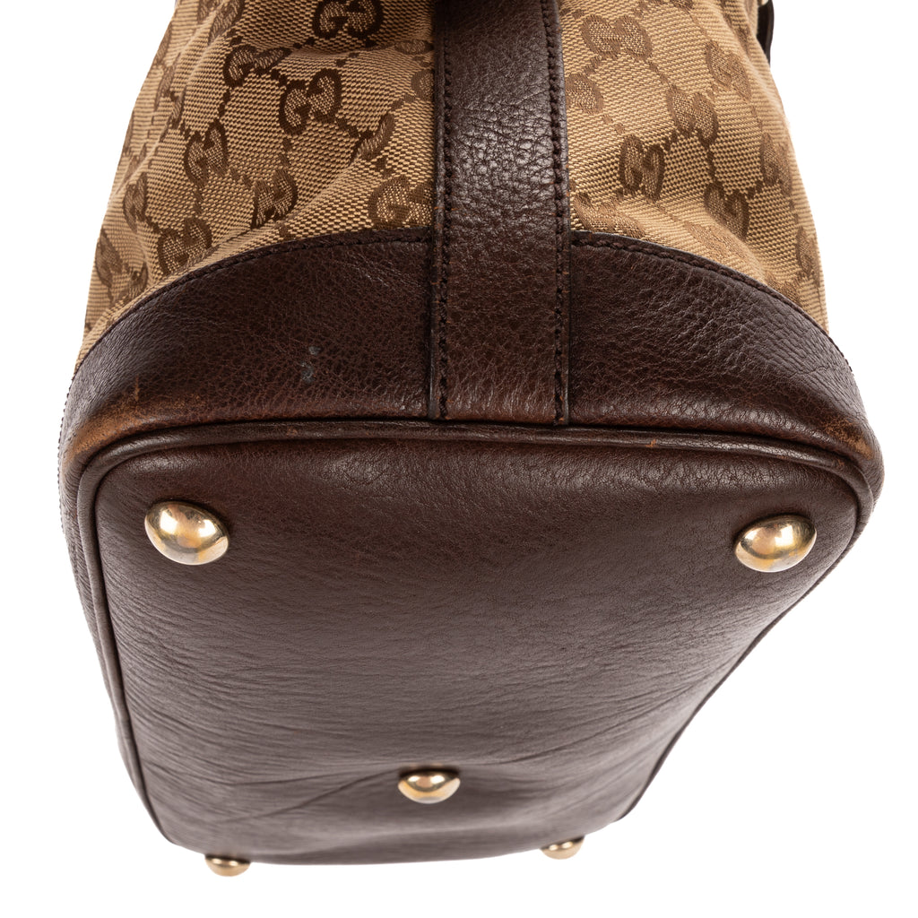Shoulder Bag Charm Dome Tote Beige Monogrammed Canvas