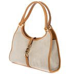 Handbag Jackie Hobo Bag Grey Suede Leather
