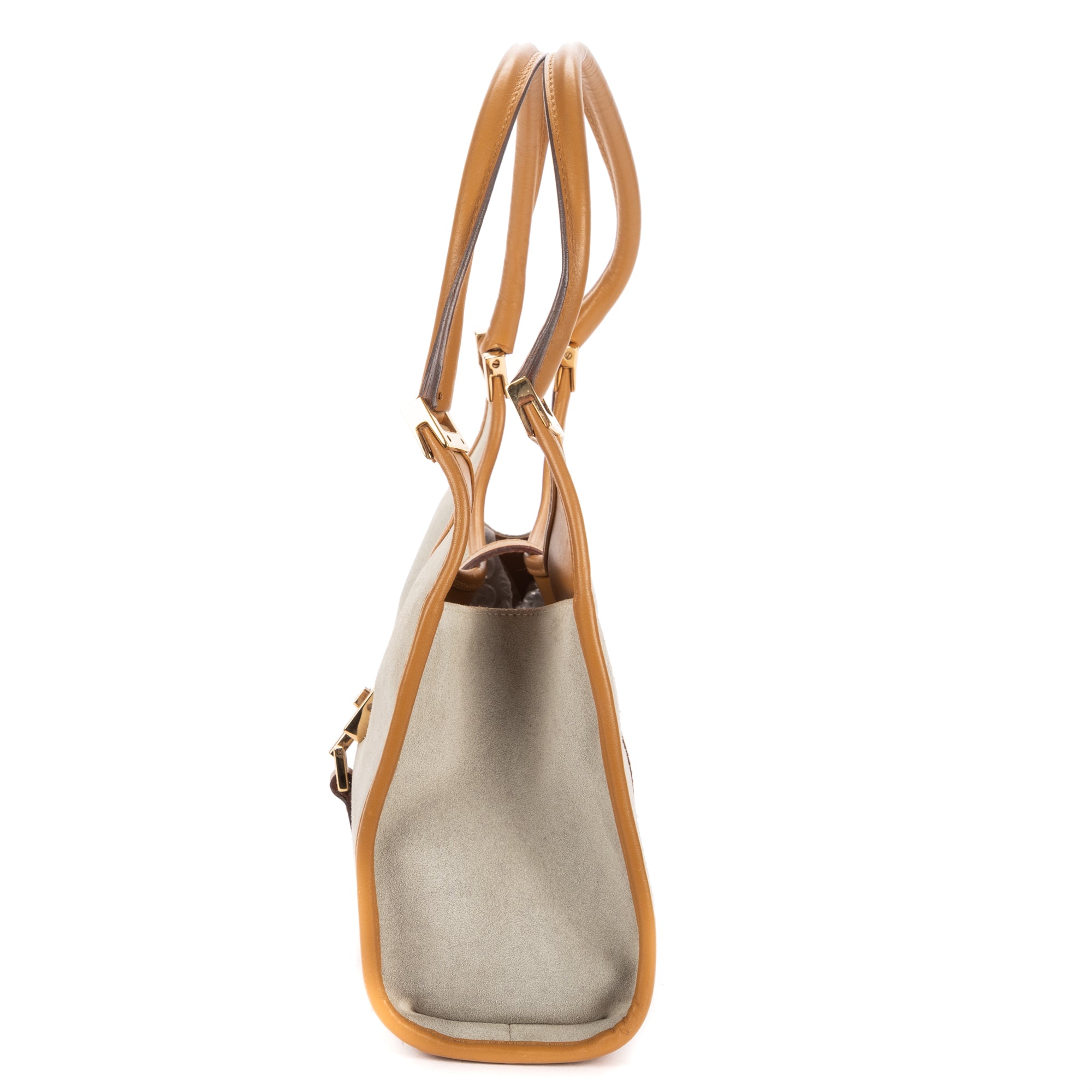 Handbag Jackie Hobo Bag Grey Suede Leather