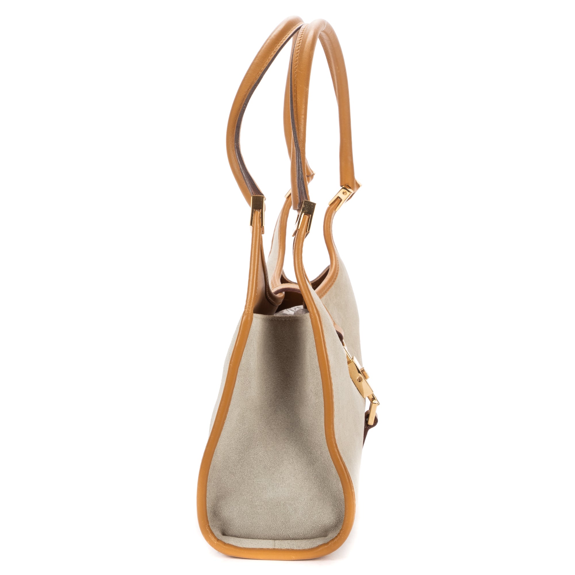 Handbag Jackie Hobo Bag Grey Suede Leather