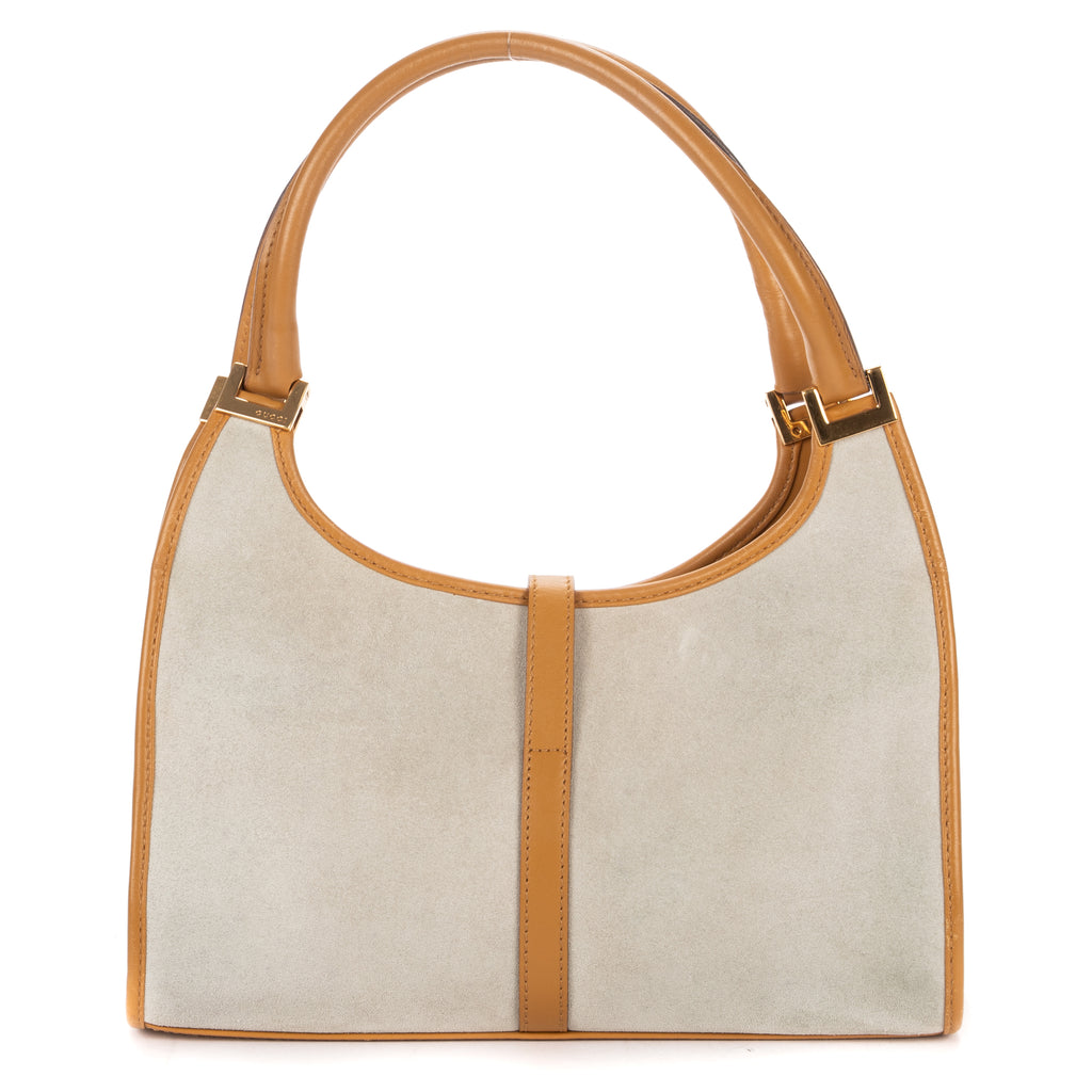 Handbag Jackie Hobo Bag Grey Suede Leather