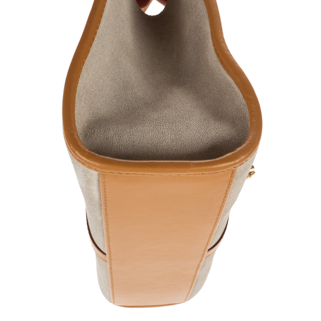 Handbag Jackie Hobo Bag Grey Suede Leather