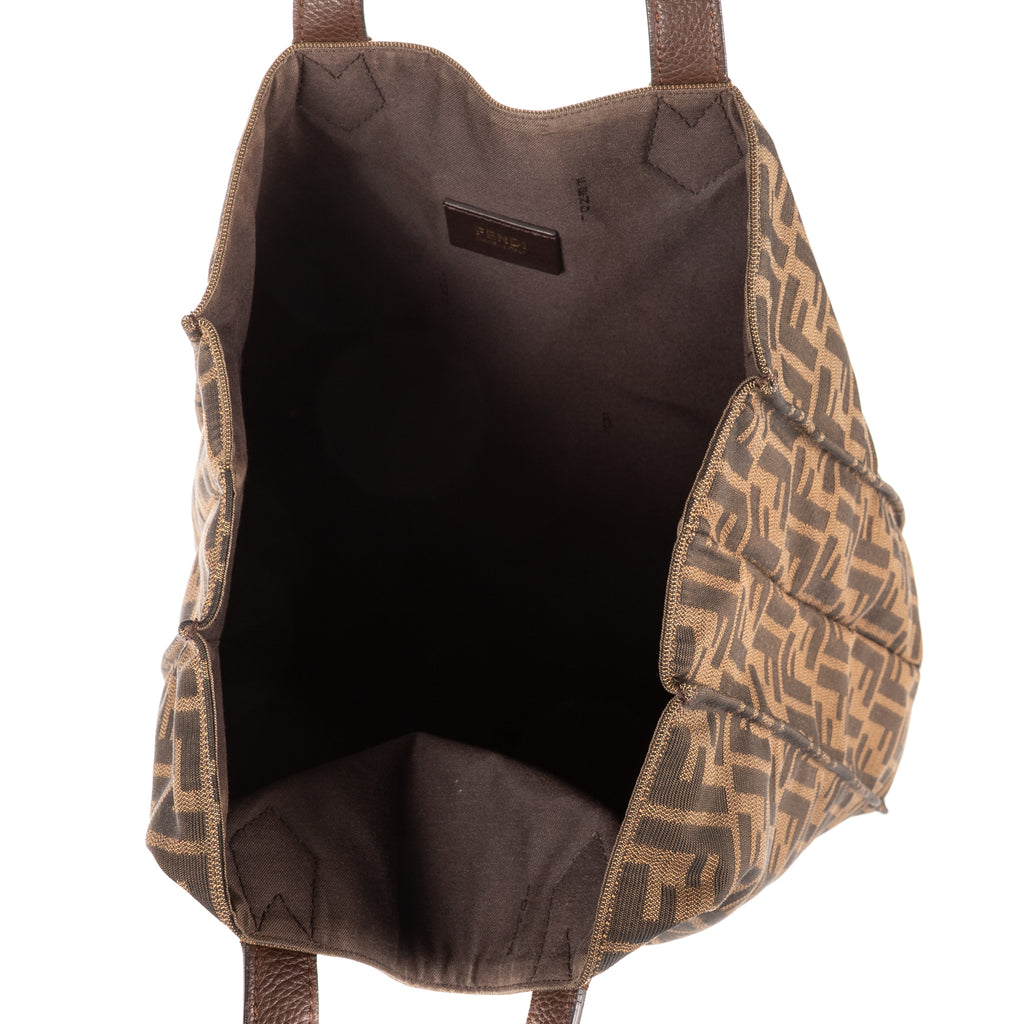 Shoulder Bag Shopper Tote Dark Brown Zucca Canvas