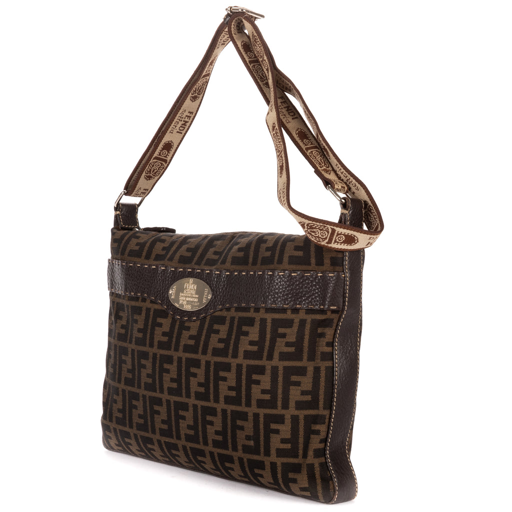 Shoulder Bag Selleria Crossbody Dark Brown Zucca Canvas