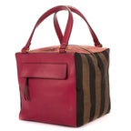 Handbag Shopper Tote Fushia Calfskin with Pequin Canvas