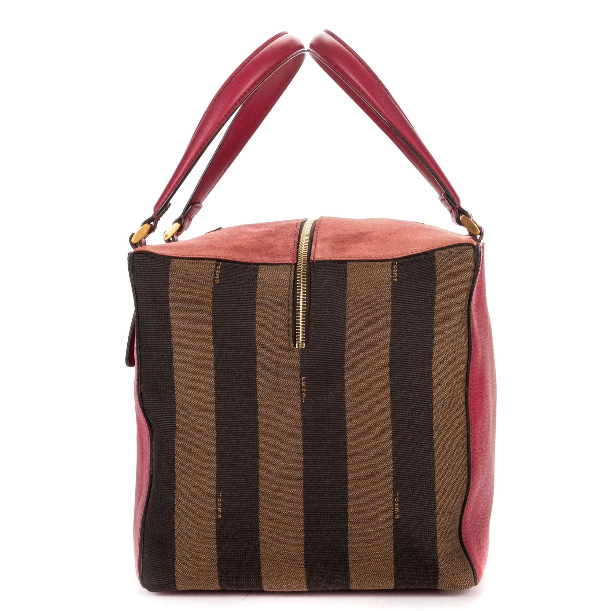 Handbag Shopper Tote Fushia Calfskin with Pequin Canvas