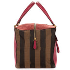 Handbag Shopper Tote Fushia Calfskin with Pequin Canvas