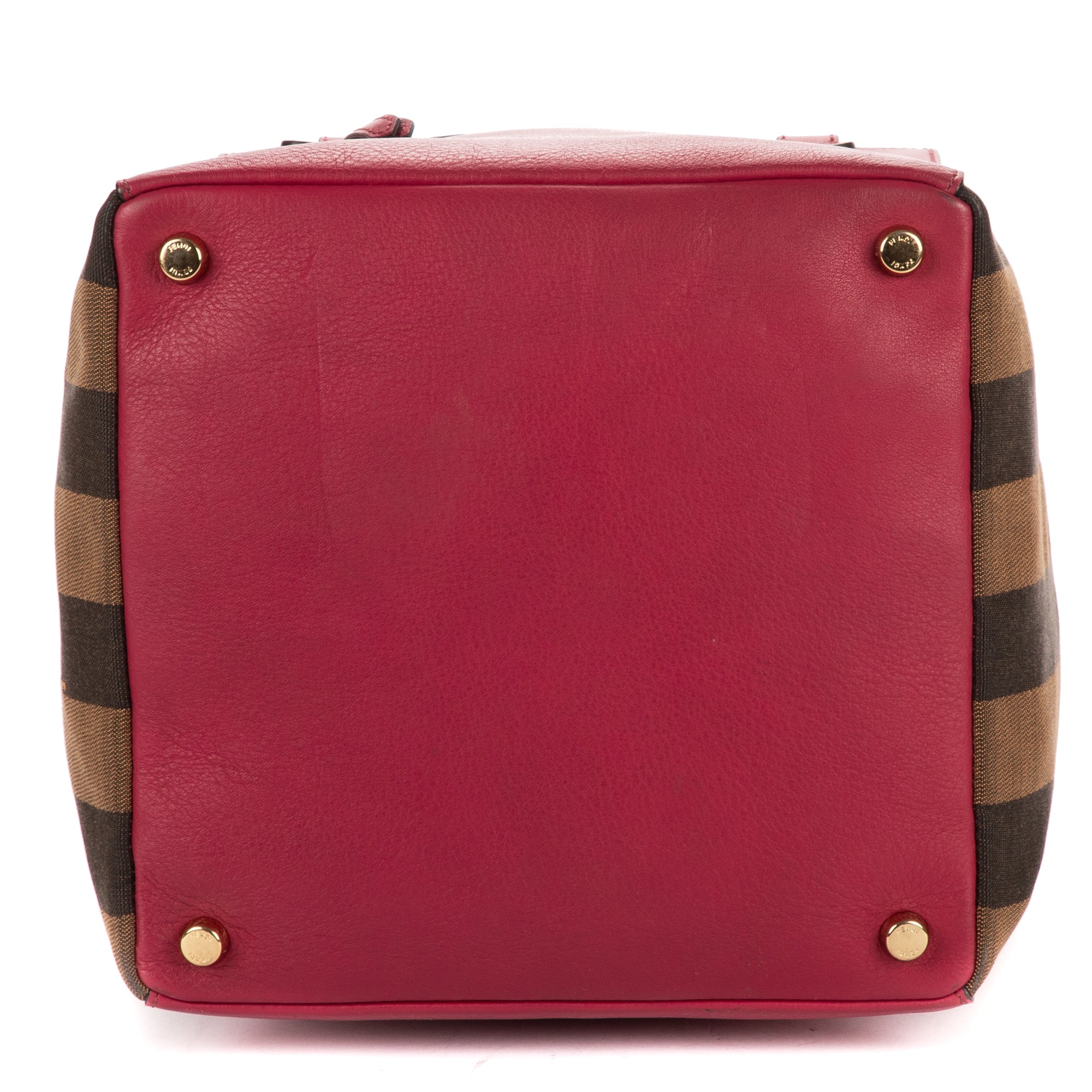 Handbag Shopper Tote Fushia Calfskin with Pequin Canvas