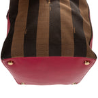 Handbag Shopper Tote Fushia Calfskin with Pequin Canvas