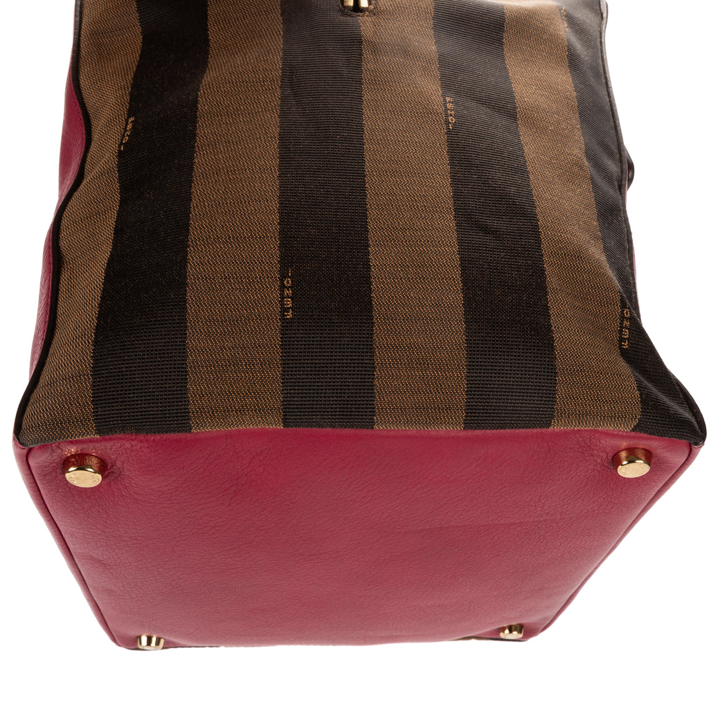 Handbag Shopper Tote Fushia Calfskin with Pequin Canvas
